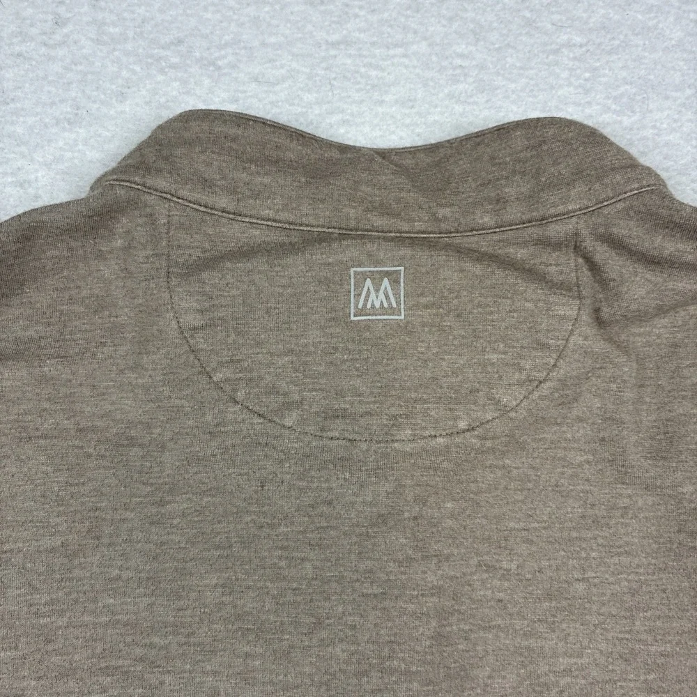 Mizzen + Main Mens Proflex Quarter Zip Brown Tan Stretch Pullover LS Size Large